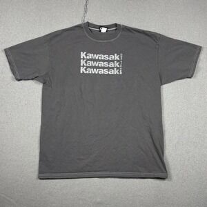 Kawasaki Graphic Crewneck T Shirt Men's 2XL Gray Logo Spellout Dirt Bike